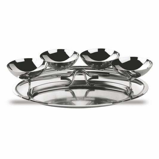 Sauce Set For Florentine Or Tartar Steak / Snacks With Tray L:15-3/4" W:10-5/8", 4 X 11-7/8 Oz.