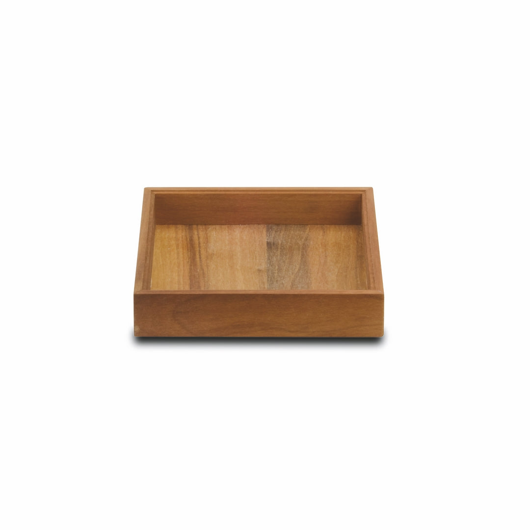 Wenge Wood Finish Square Basket;  L: 7-7/8" W: 7-7/8" Walnut