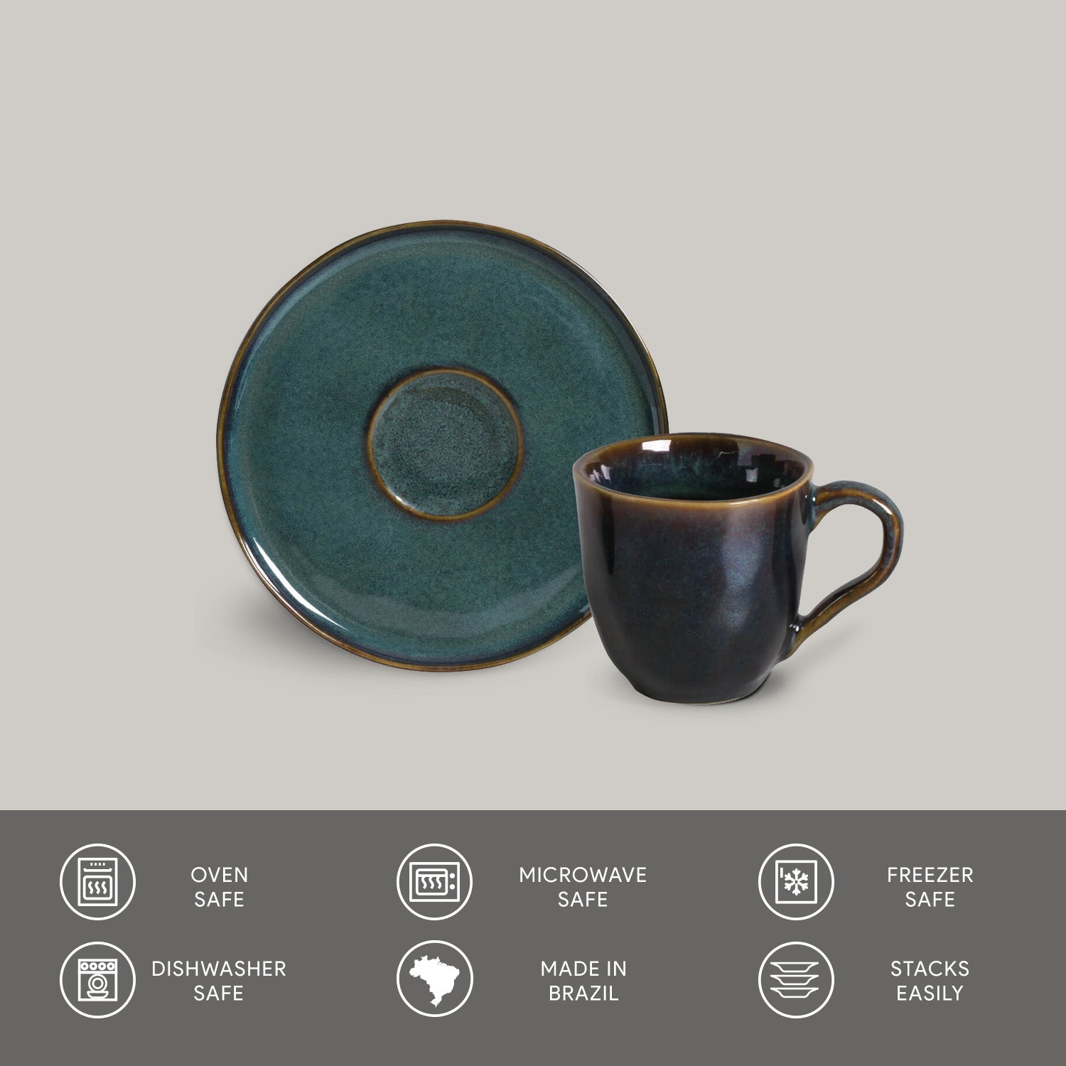Porto Brasil Oceano Coffee Cup and Saucer - Thumbnail 4