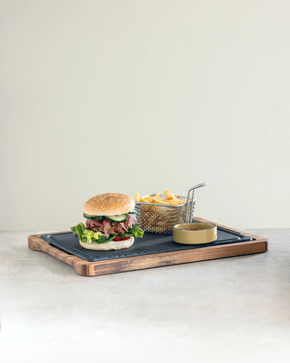 Revol BASALT RECT. PLATE 1 CURVED EDGE Matt slate style SKU: '647783