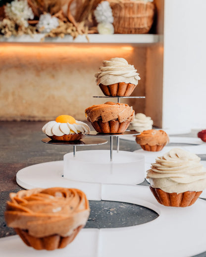 Revol MEALPLAK BRICKS BAR ROUND 3 TRAYS Nacryl White/Stainless Steel  Brushed Silver Finish SKU: '660438