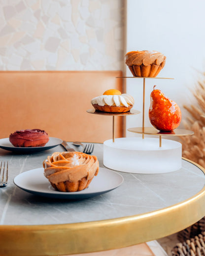 Revol MEALPLAK BRICKS BAR ROUND 3 TRAYS Nacryl White/Stainless Steel  Brushed Silver Finish SKU: '660438