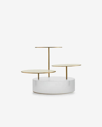 Revol MEALPLAK BRICKS BAR ROUND 3 TRAYS Nacryl White/Stainless Steel  Brushed Gold Finish SKU: '660439