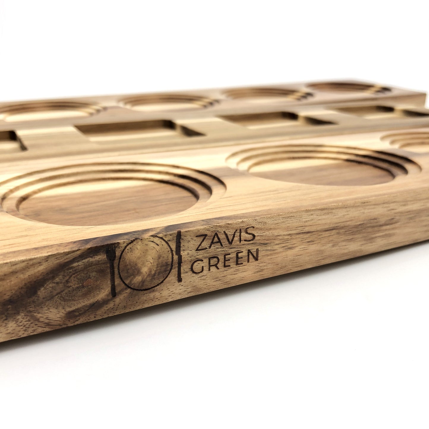 ZavisGreen Acacia 3 hole flight board 14" long SKU: ZG-660603