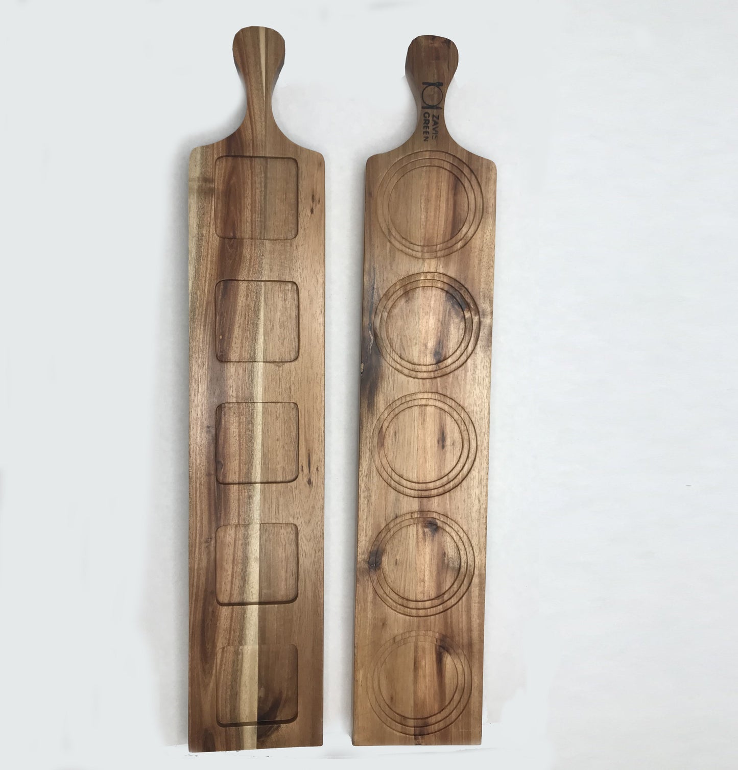 ZavisGreen Acacia 5 hole flight board 22" long SKU: ZG-660605
