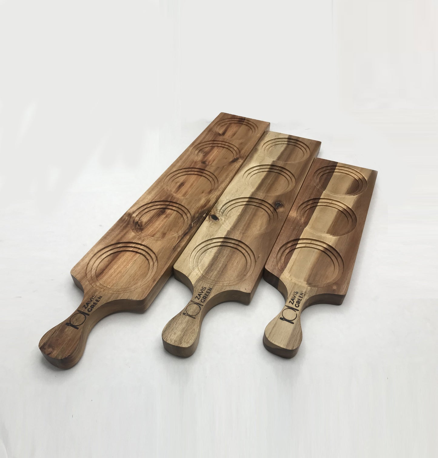ZavisGreen Acacia 3 hole flight board 14" long SKU: ZG-660603